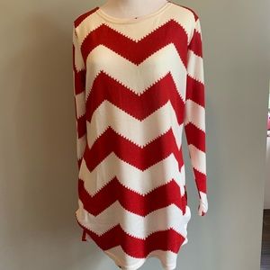 Allegra K Red White Chevron Stripe Sweater size S